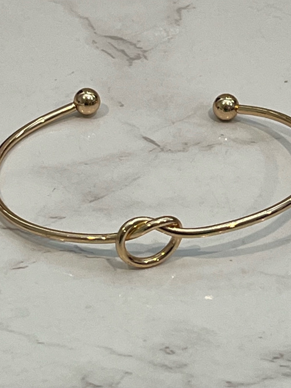 Minimalist Gold Love Knot Cuff Bangle Bracelet | Adjustable Dainty Stackable
